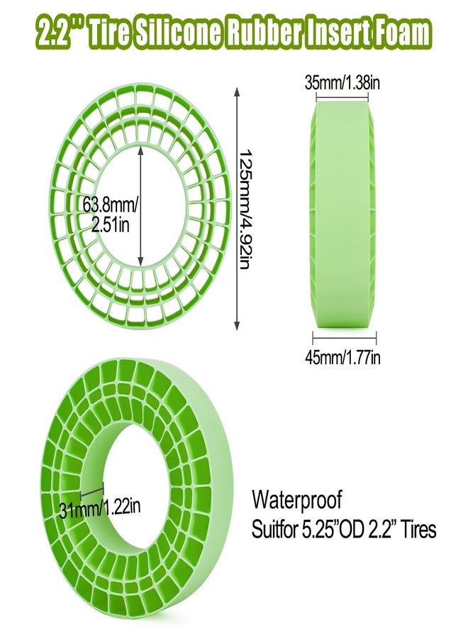 RCJUMPANT 2.2 tire Inserts,4PCS 2.2" Tires Silicone Rubber Insert Foam Waterproof for 132-134mm (5.25" OD) 2.2" Tires (Green) - Image 2